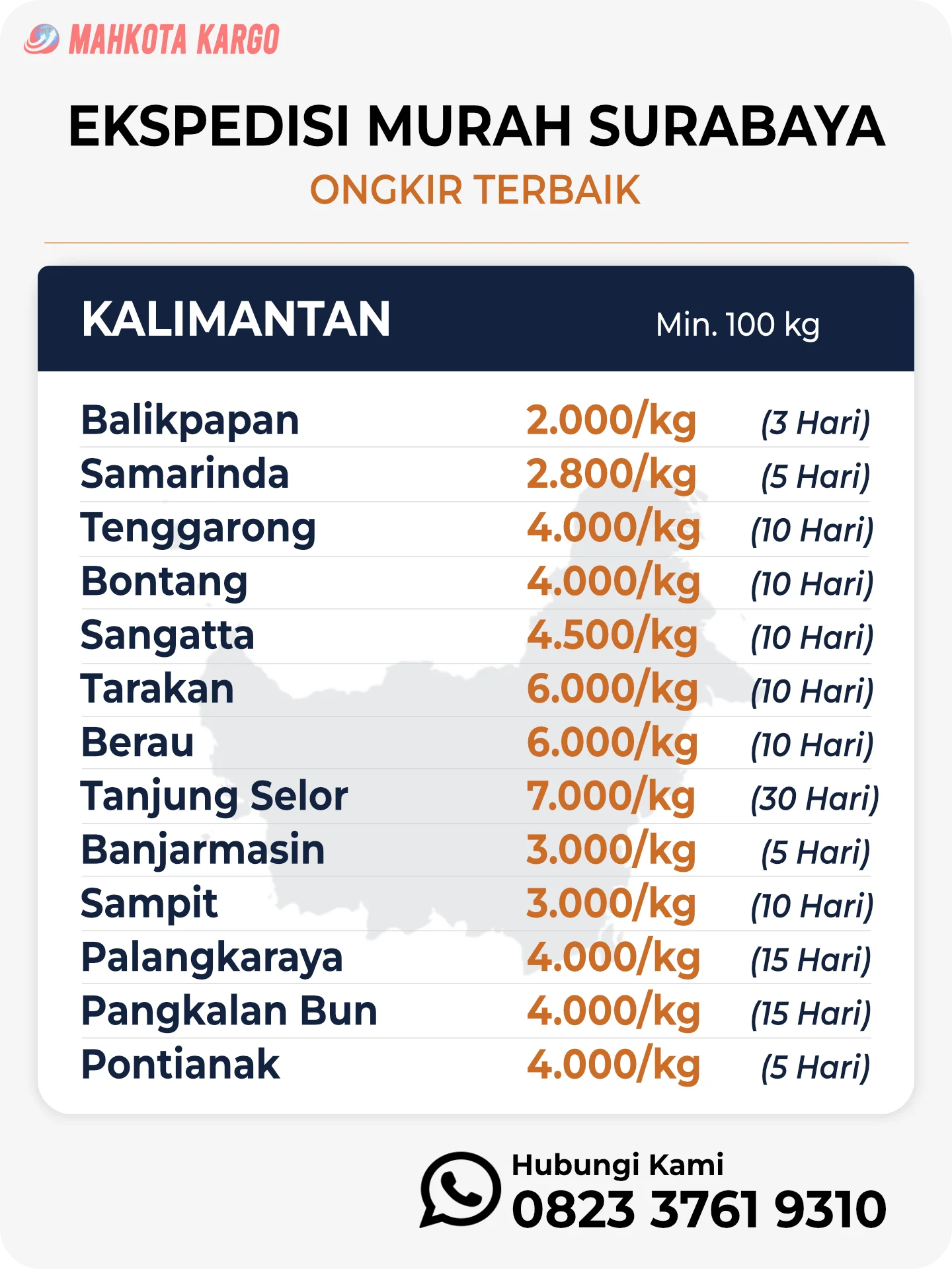 Ongkir Ekspedisi Surabaya Kalimantan