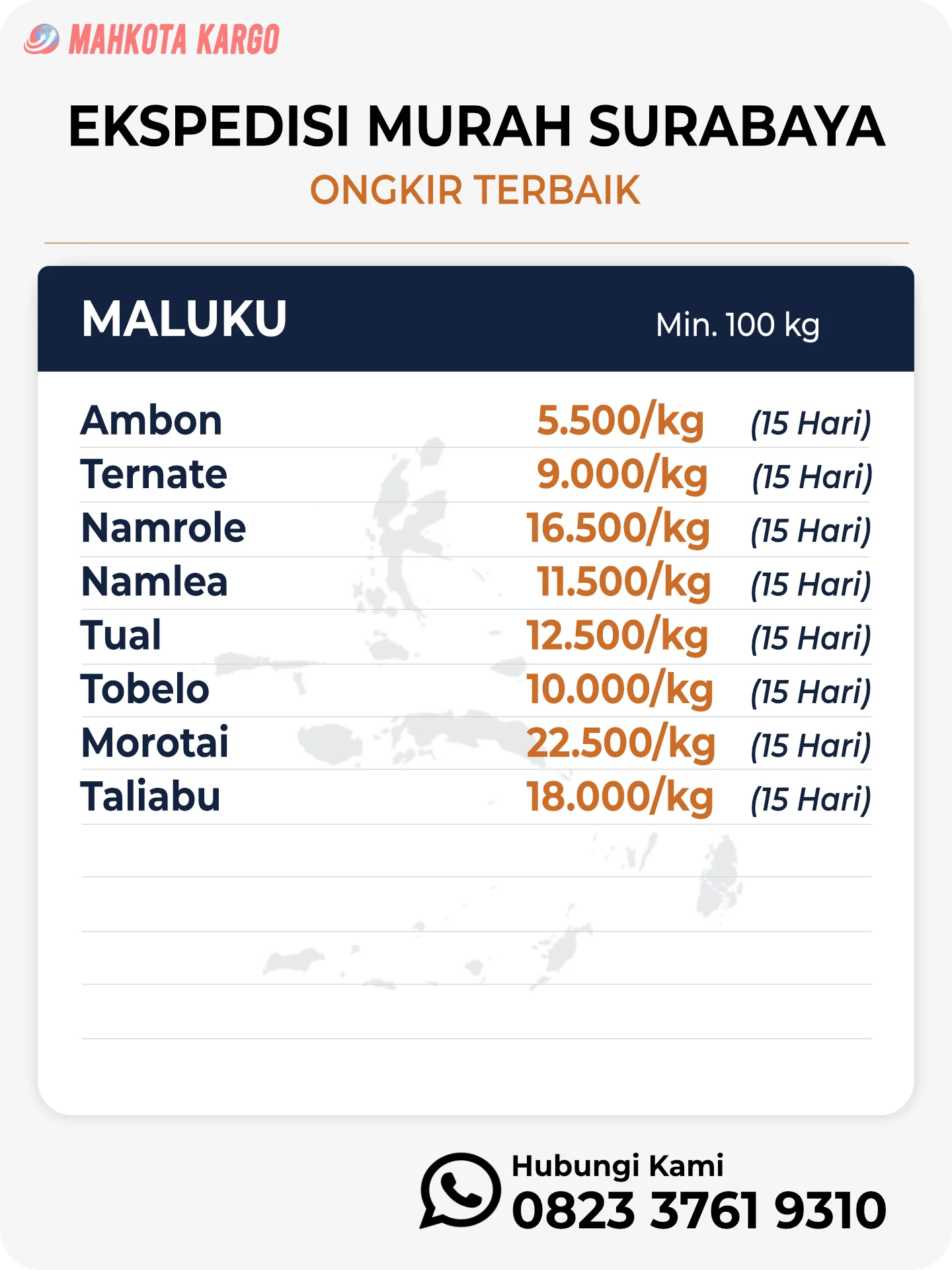 Ongkir Ekspedisi Surabaya Maluku