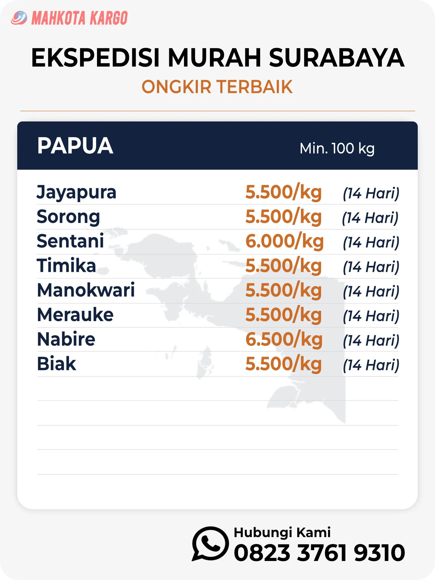 Ongkir Ekspedisi Surabaya Papua