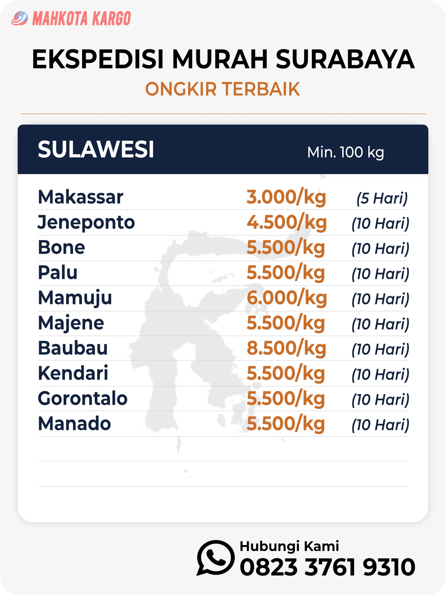 Ongkir Ekspedisi Surabaya Sulawesi