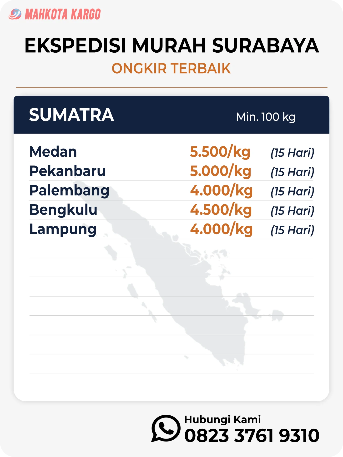 Ongkir Ekspedisi Surabaya Sumatra